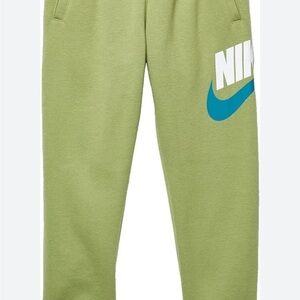 Nike Kids Lime Green Joggers with Blue Logo